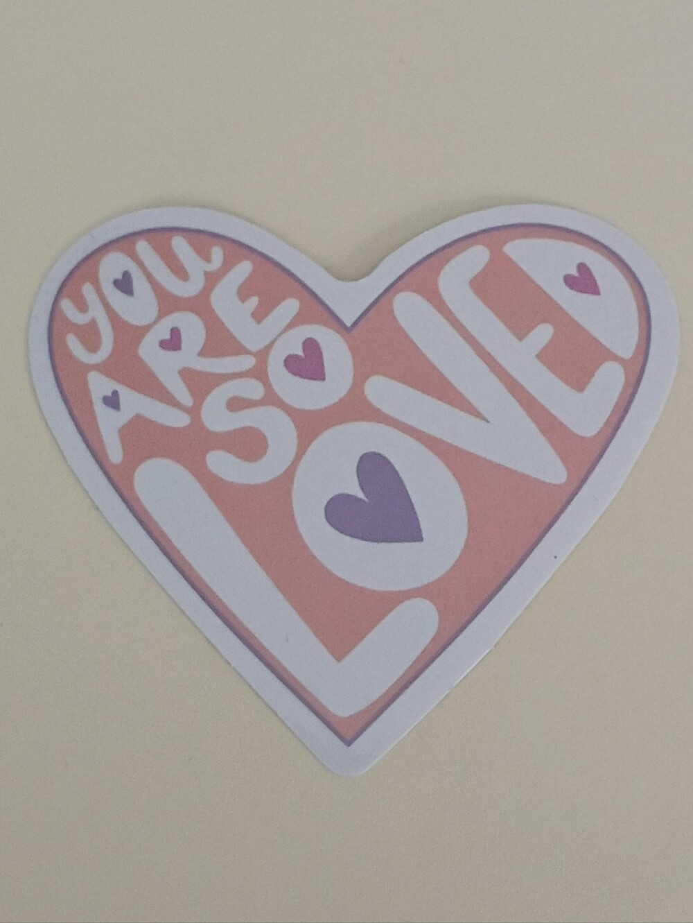 10/$10 Stickers - Pink Heart - You Are So Loved - Small Purple Hearts